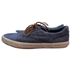 Sperry Top Sider Shoes Mens 11 Striper II CVO Baja Linen Blue Fabric Lace Up Low